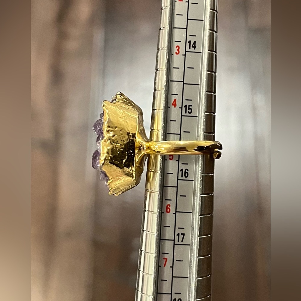 Raw Amethyst Gemstone Adjustable Ring - image 5